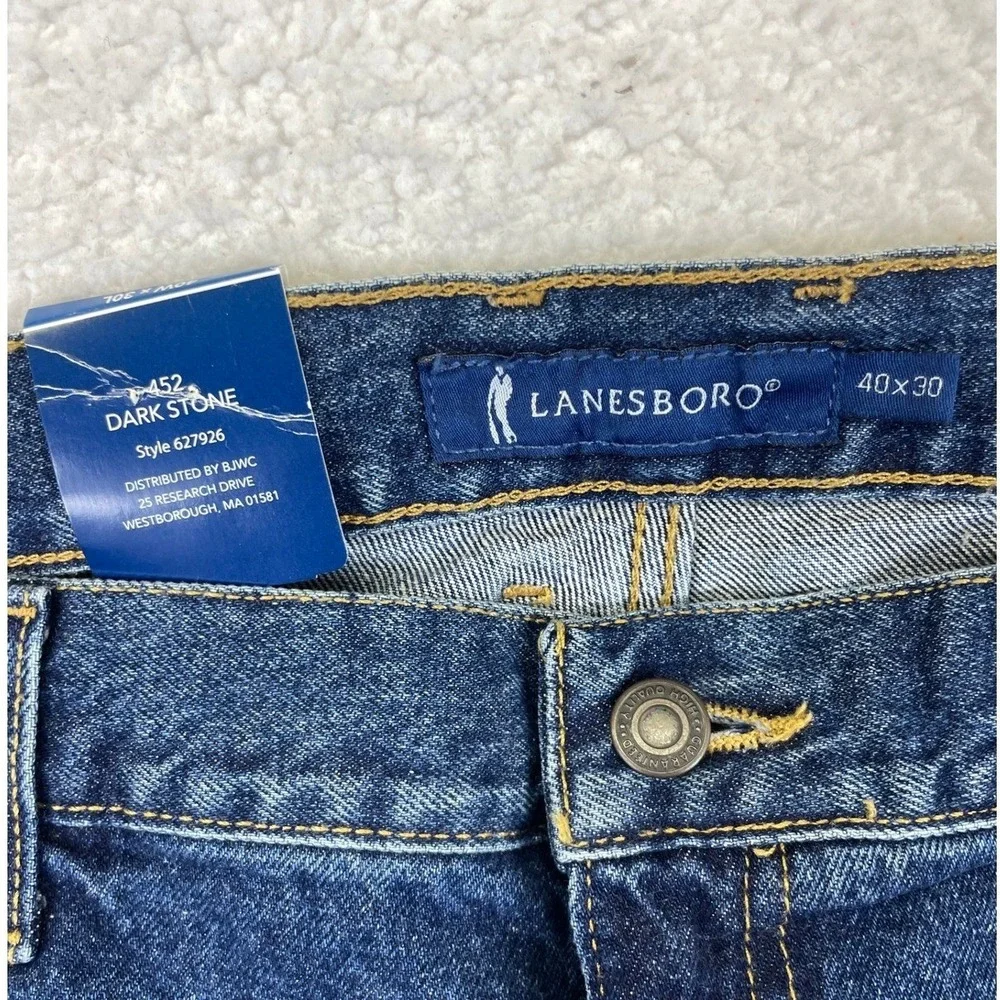 Lanesboro Relaxed Straight Jeans Mens 40x30 Medium Blue Denim Work Casual NWT